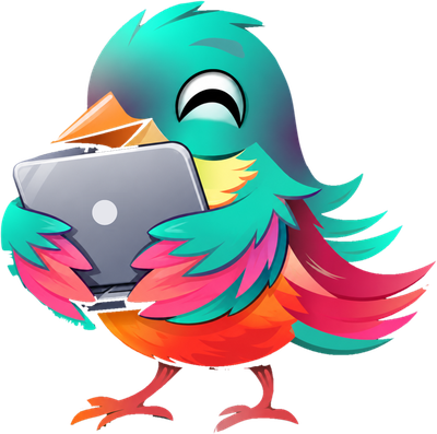 The Parula bird hugging a laptop